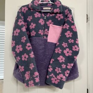 Women’s Fleece Floral Pullover - Pink and Purple